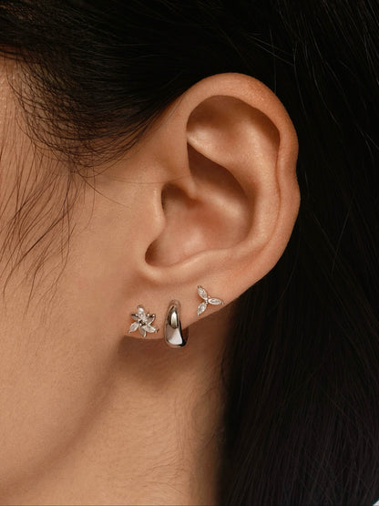 Gold-plated 925 sterling silver Windmill Moissanite Flatback Earring