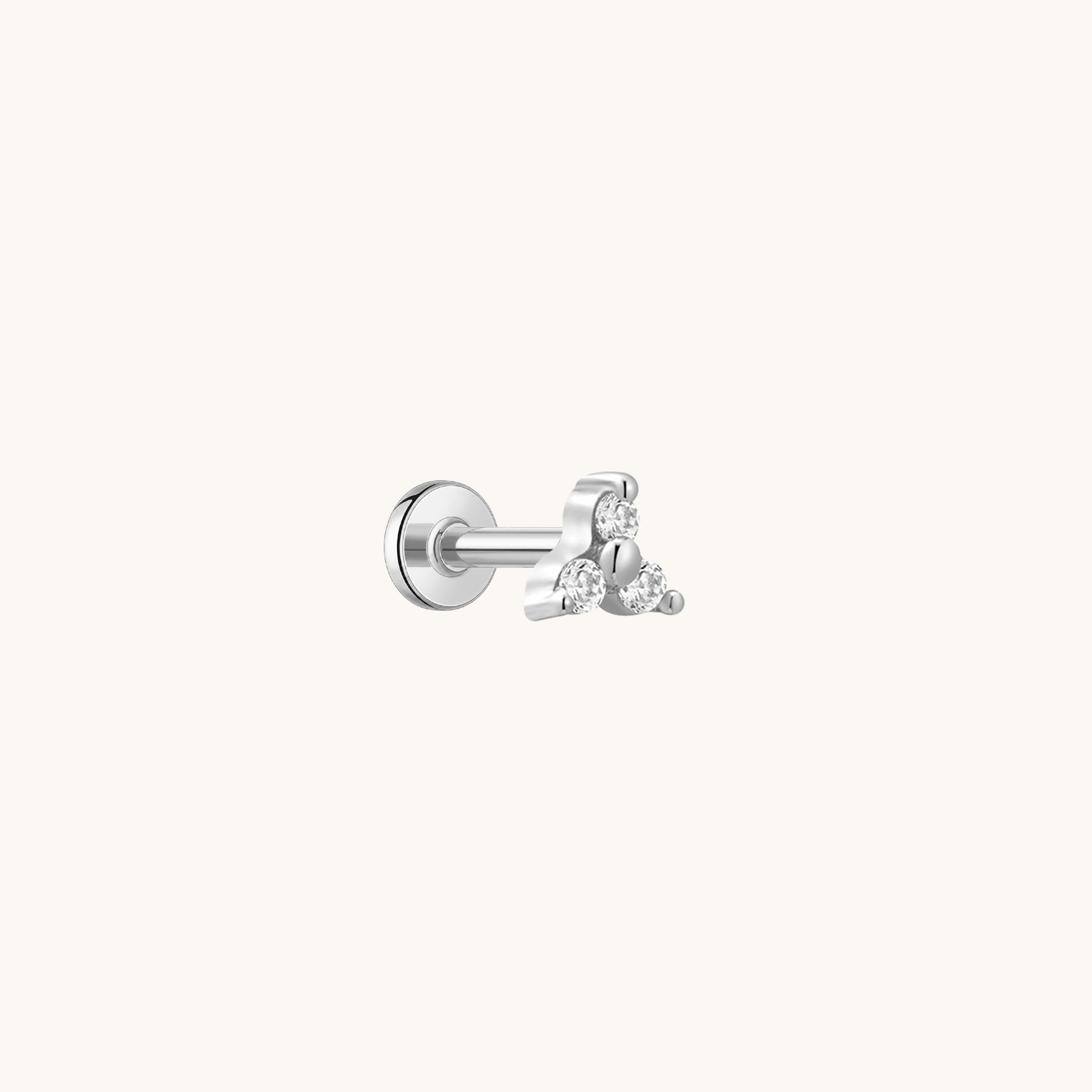 Gold-plated 925 sterling silver Trinity Flatback Earring Silver