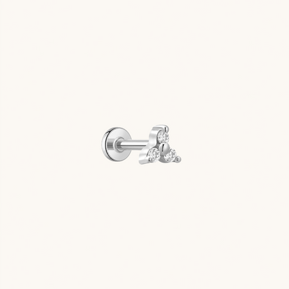 Gold-plated 925 sterling silver Trinity Flatback Earring Silver