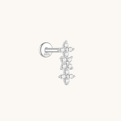 Gold-plated 925 sterling silver Floral Bar Flatback Earring Silver