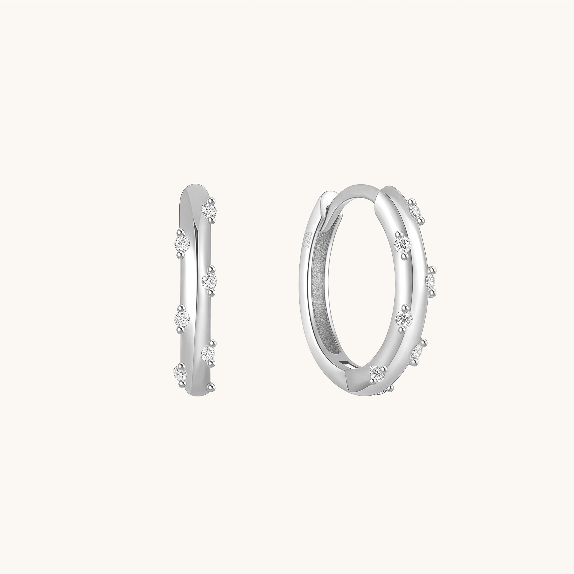 Gold-plated 925 sterling silver Aurora Dot Hoop Earrings Silver