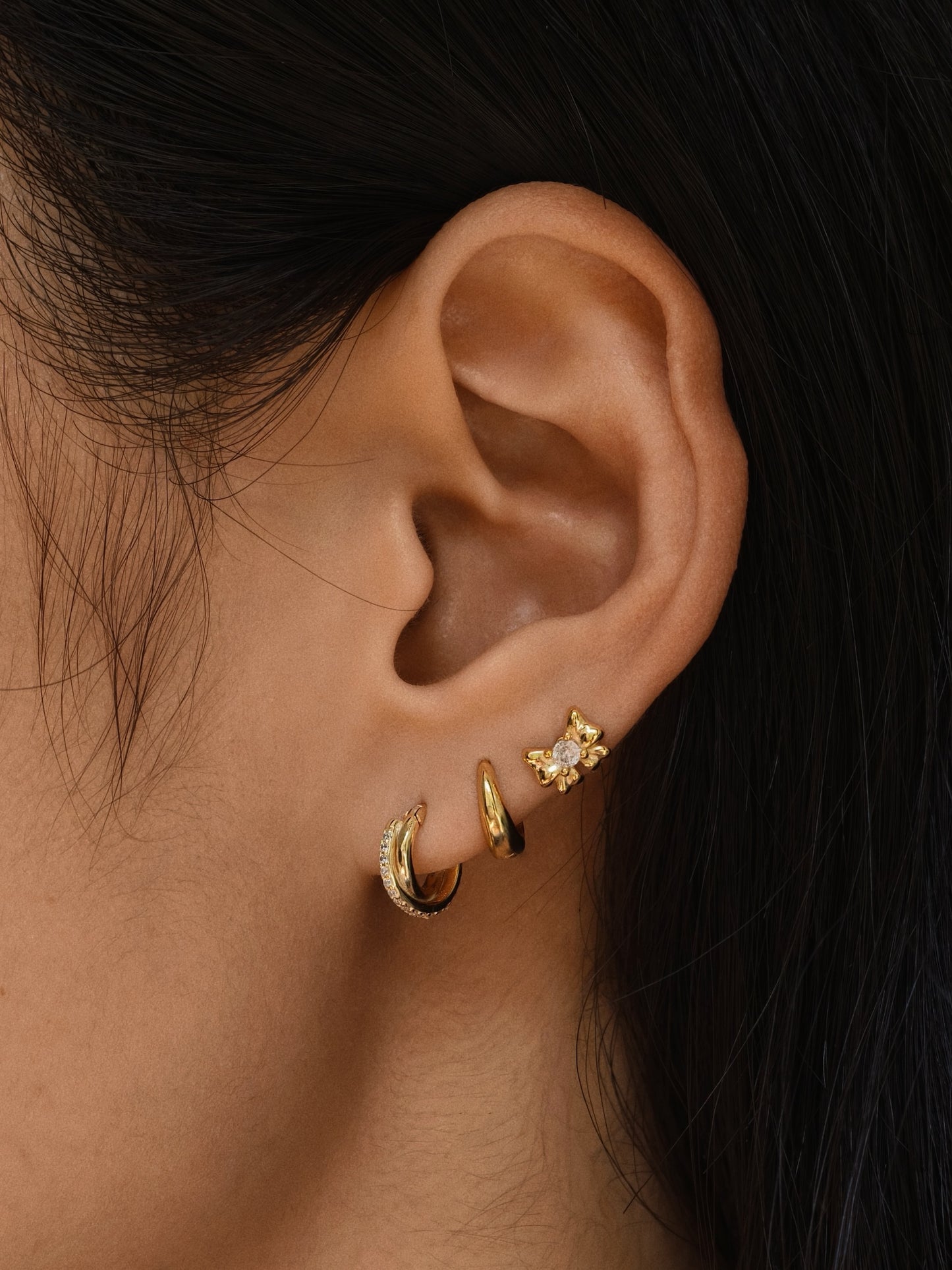Gold-plated 925 sterling silver Twist Sparkle Clicker Hoop