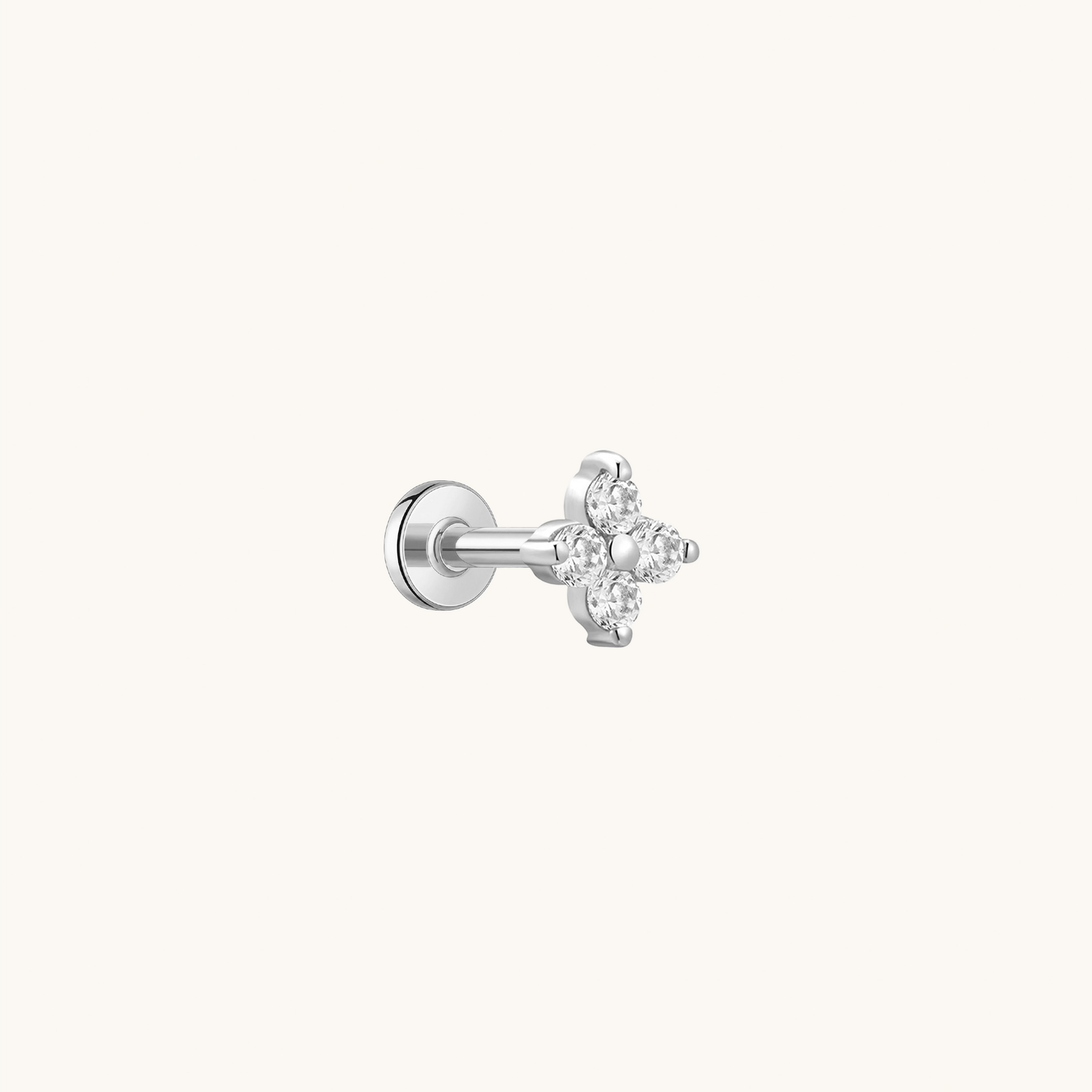 Gold-plated 925 sterling silver Floral Flatback Earring Silver