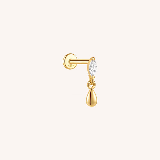 Marquise teardrop dangle flatback earring in 18K gold plated sterling silver