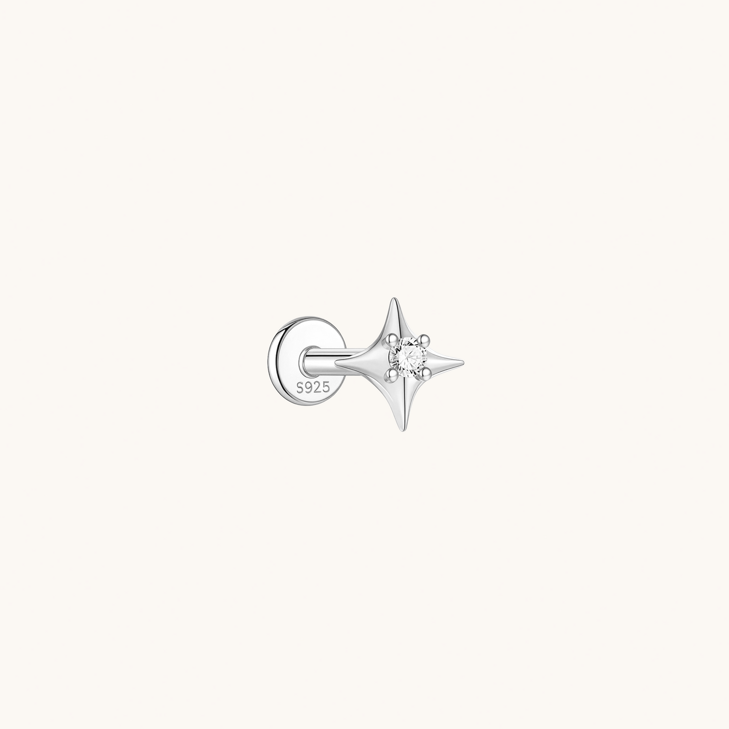 Gold-plated 925 sterling silver Starflare Flatback Earring Silver