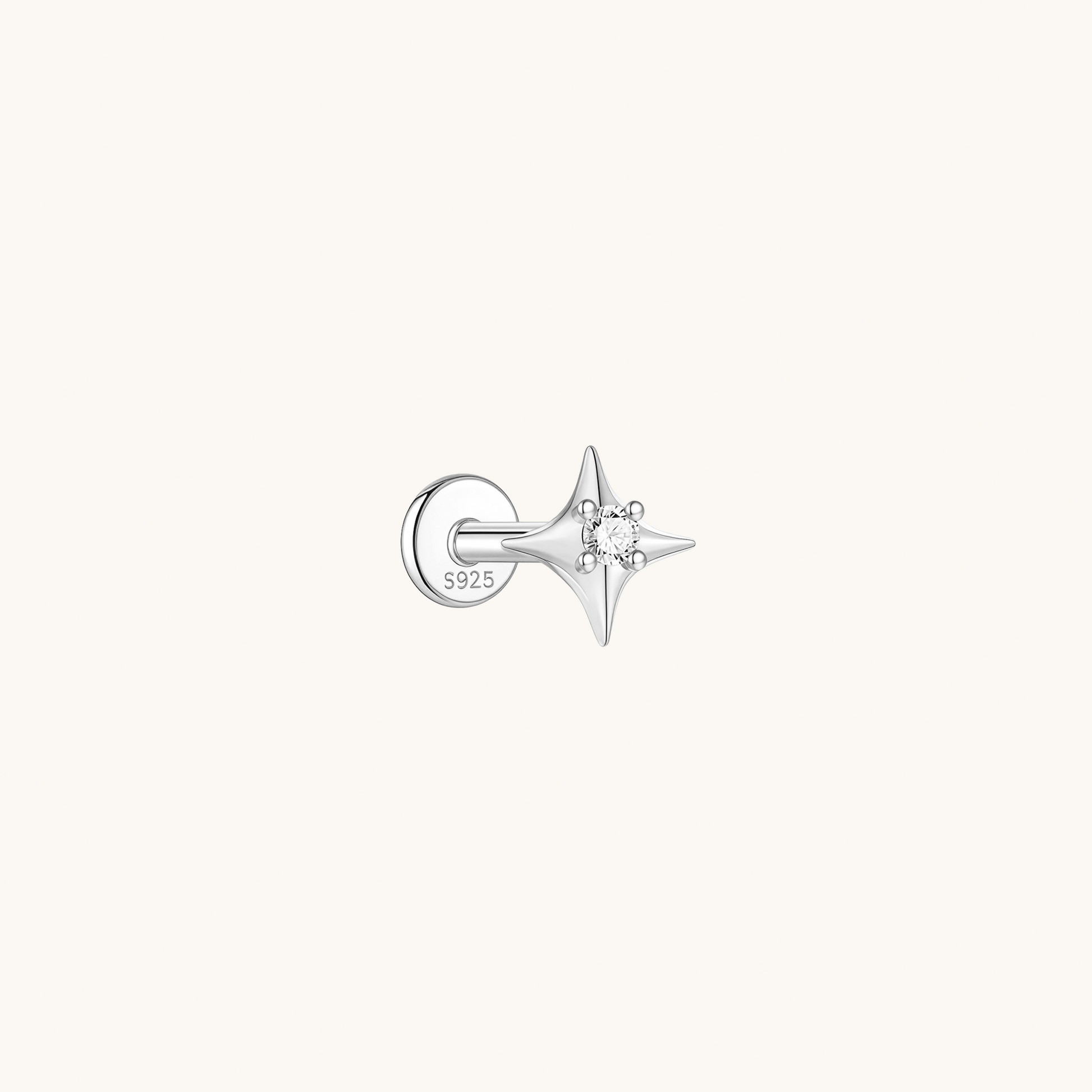 Gold-plated 925 sterling silver Starflare Flatback Earring Silver