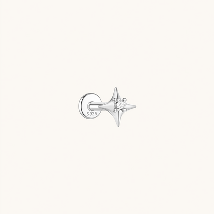 Gold-plated 925 sterling silver Starflare Flatback Earring Silver