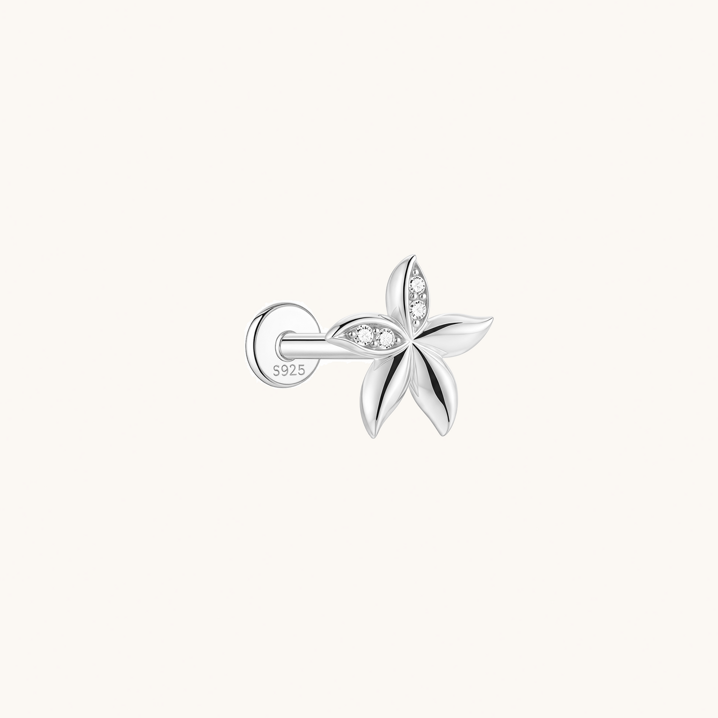 Gold-plated 925 sterling silver Bauhinia Blossom Flatback Earring Silver