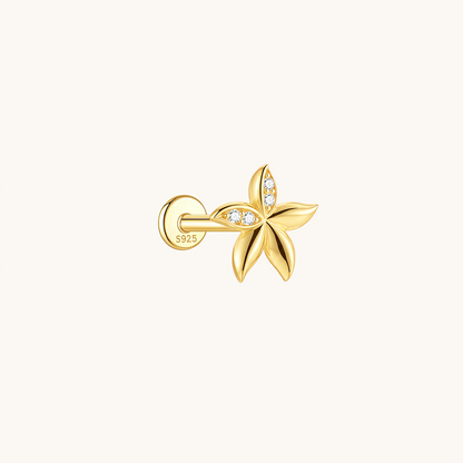 Gold-plated 925 sterling silver Bauhinia Blossom Flatback Earring Gold