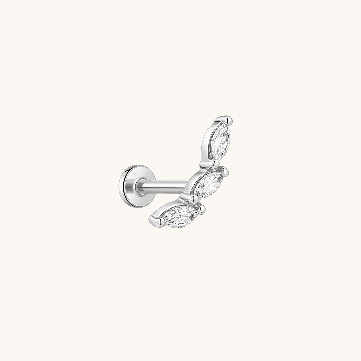 Three Leaves Curve Flatback Earring