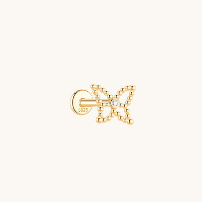 Gold-plated 925 sterling silver Lacewing Flatback Earring 8mm