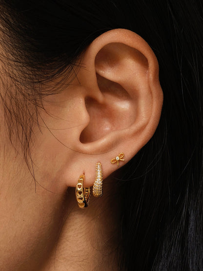Gold-plated 925 sterling silver Mini CZ Bow Flatback Earring