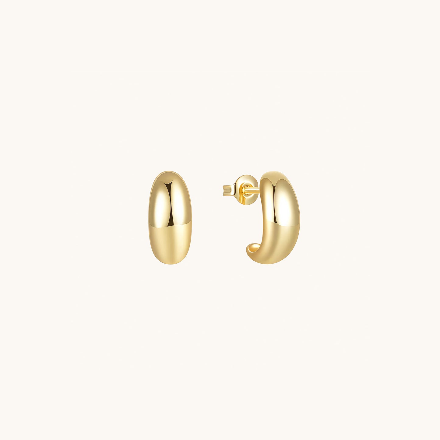 Gold-plated 925 sterling silver Dome Hoop Studs