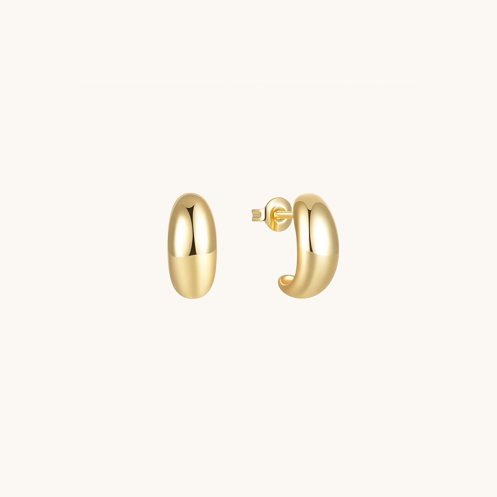 Gold-plated 925 sterling silver Dome Hoop Studs