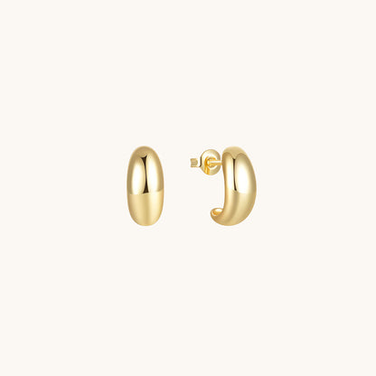 Gold-plated 925 sterling silver Dome Hoop Studs