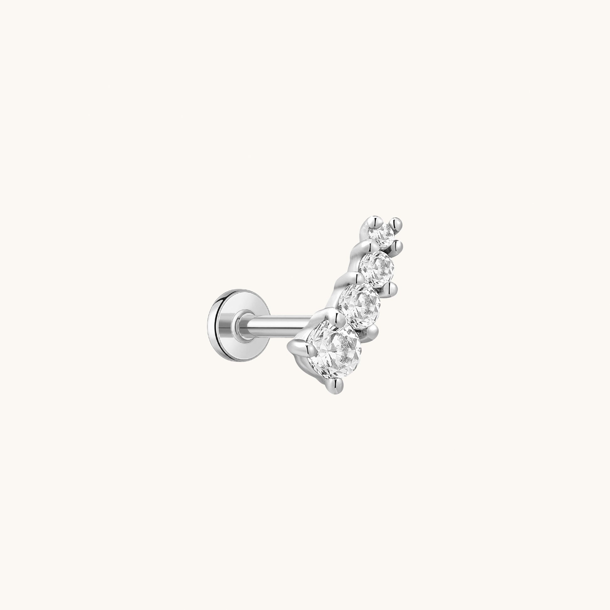 Gold-plated 925 sterling silver Gradient Curve Flatback Earring Silver