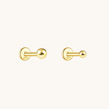 Gold-plated 925 sterling silver Ball Flatback Earring