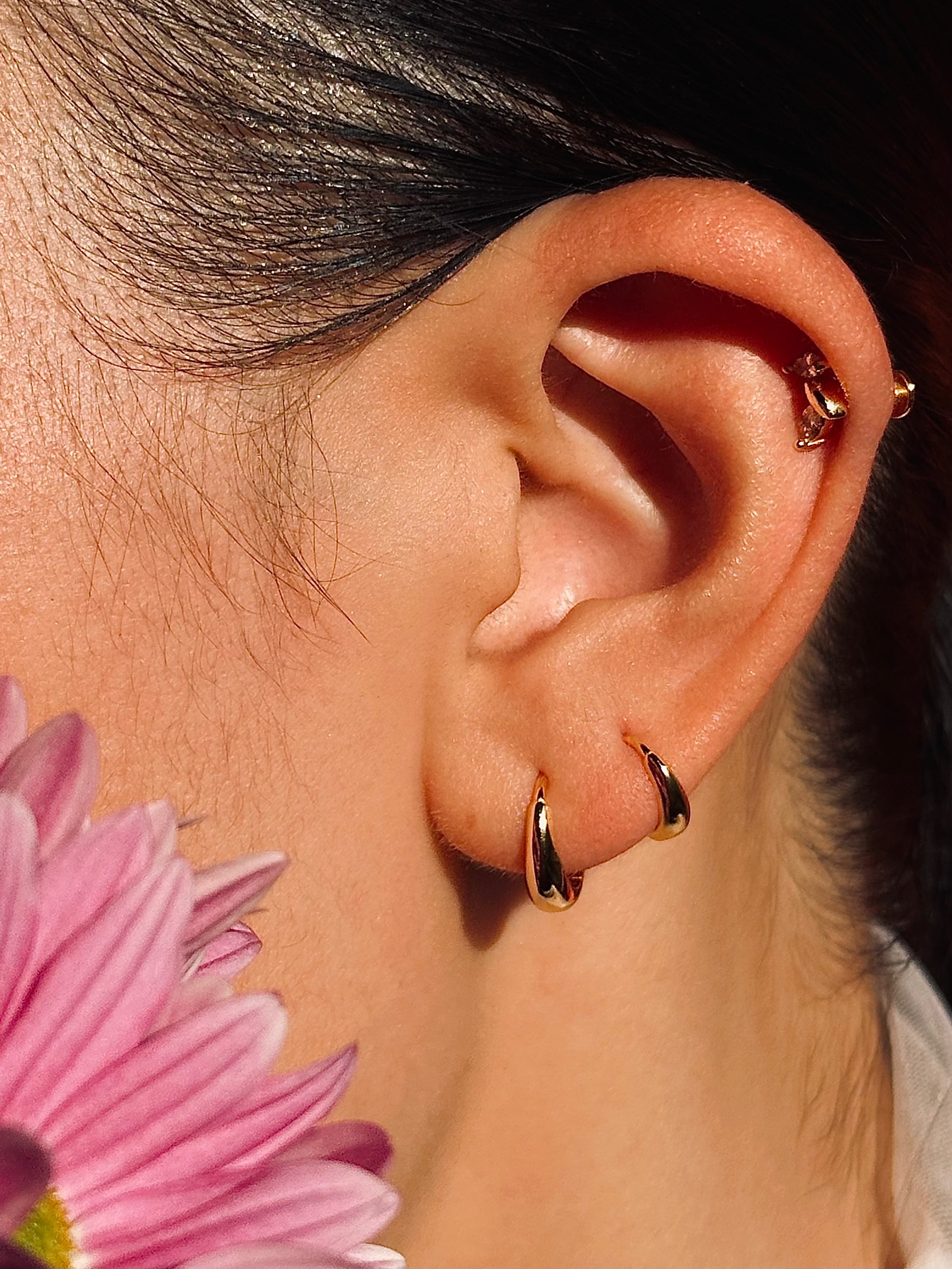 Gold-plated 925 sterling silver Contour Arc Hoop Earrings