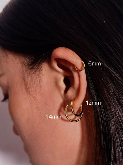 Gold-plated 925 sterling silver Sleek Seamless Hoop Earrings – 8 Sizes