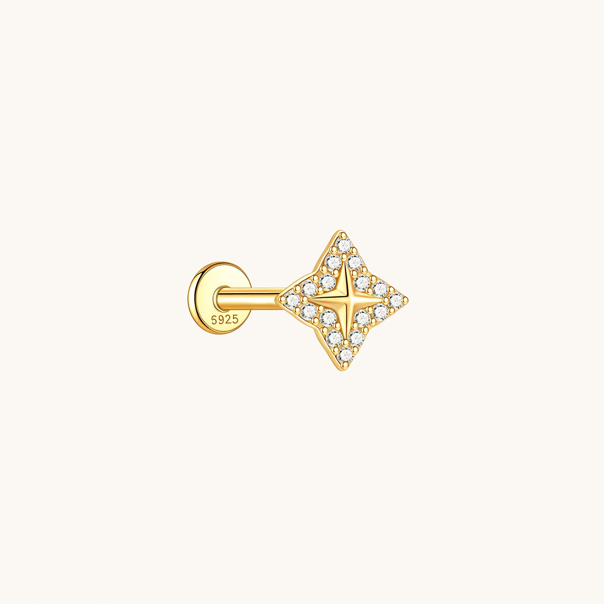 Gold-plated 925 sterling silver Compass Spike Flatback Earring Gold