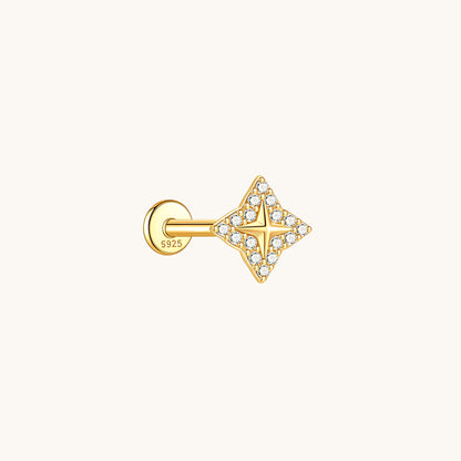 Gold-plated 925 sterling silver Compass Spike Flatback Earring Gold