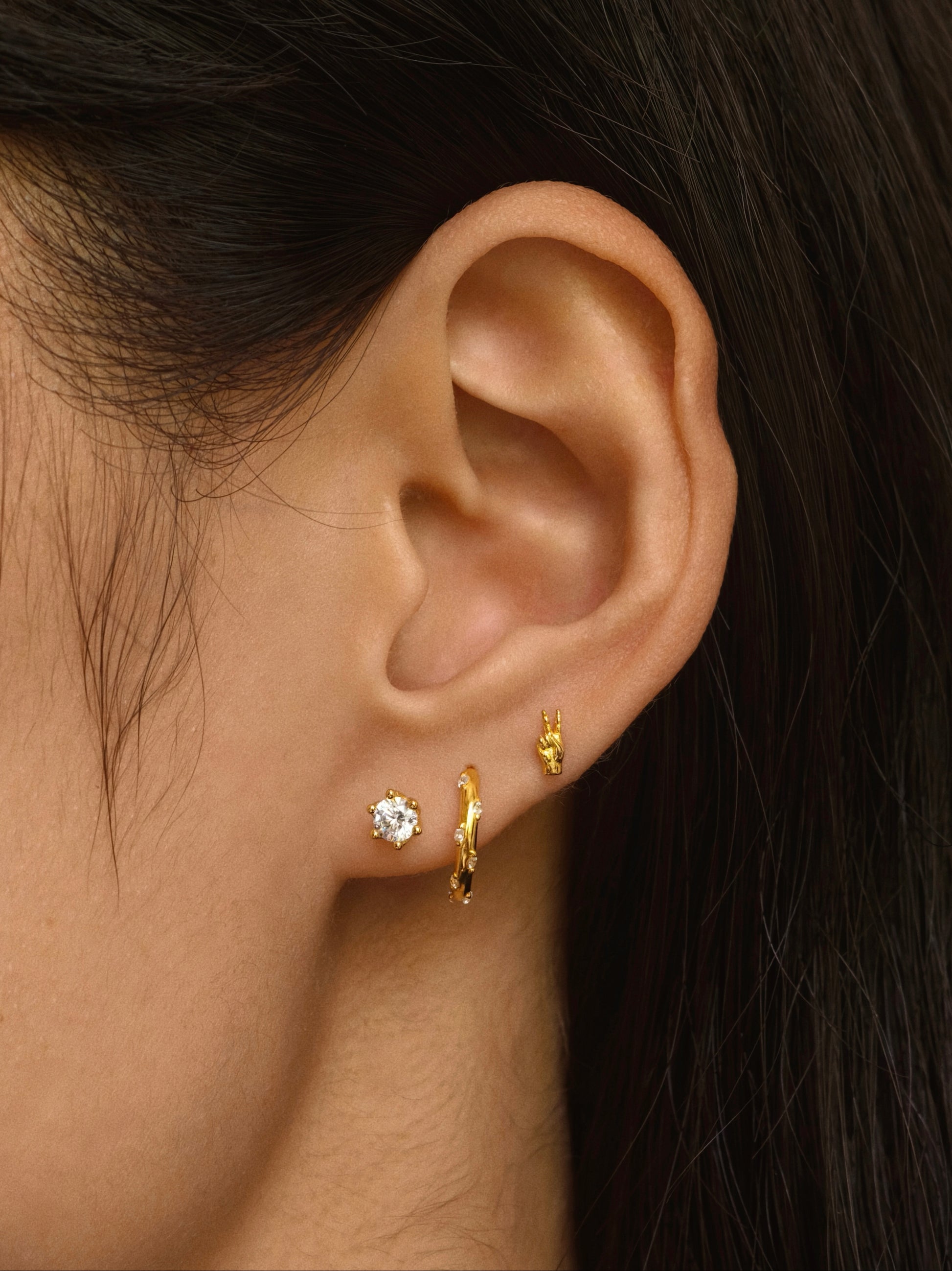 Gold-plated 925 sterling silver Aurora Dot Hoop Earrings