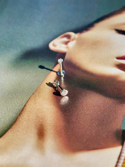 Six-Prong Zirconia Flatback Earring