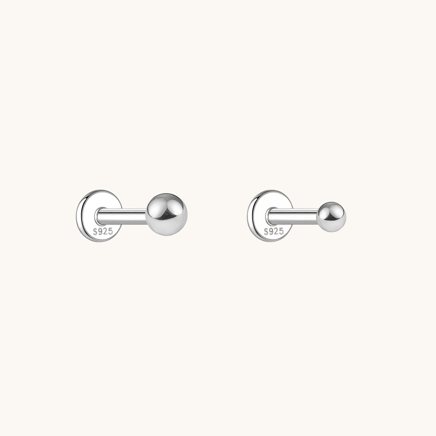 Gold-plated 925 sterling silver Ball Flatback Earring
