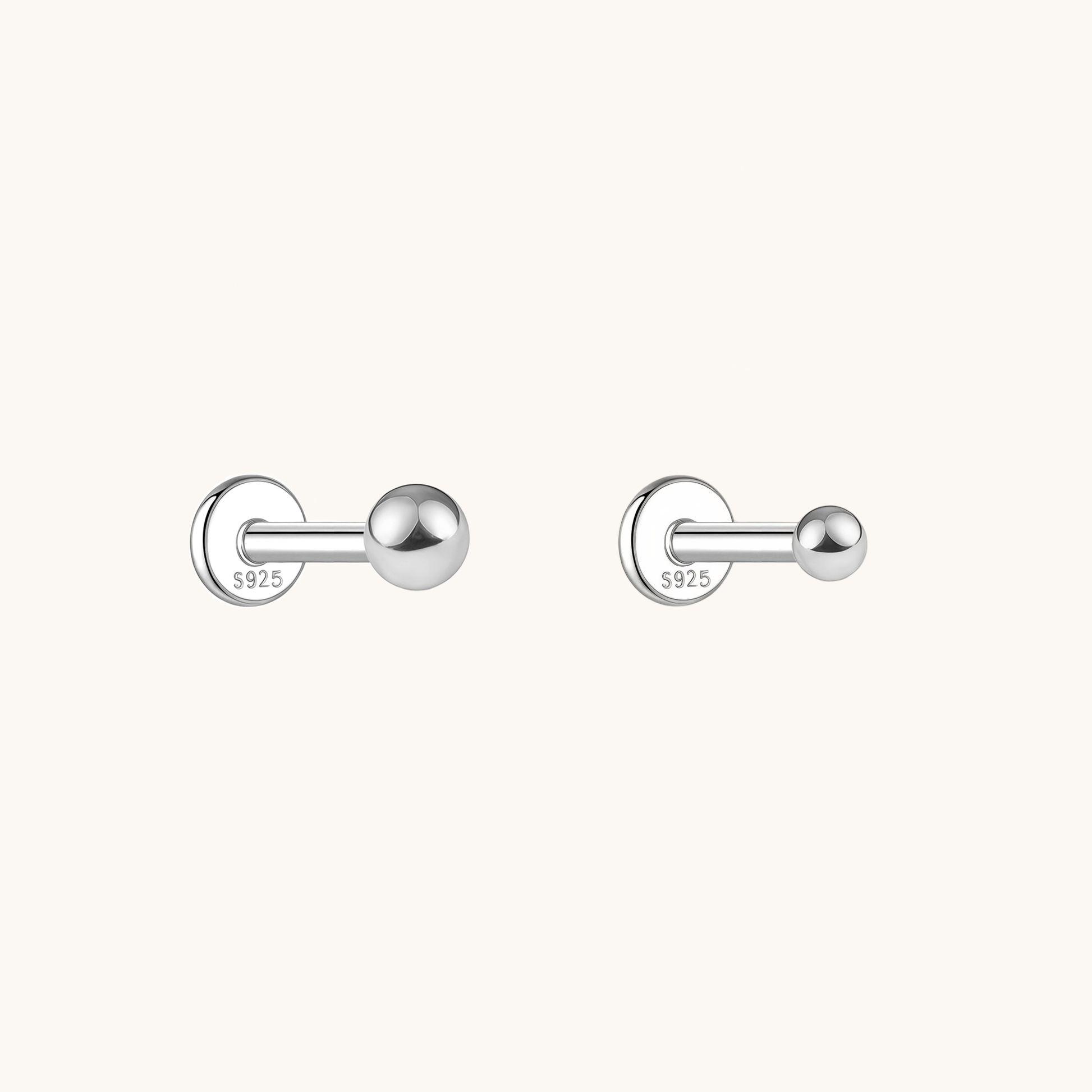 Gold-plated 925 sterling silver Ball Flatback Earring