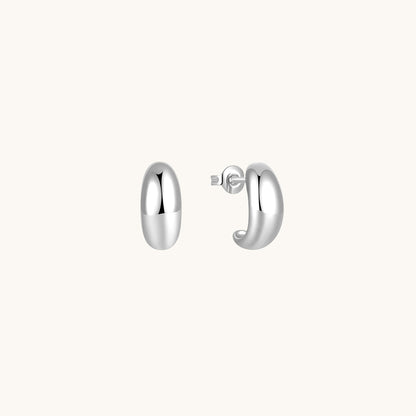 Gold-plated 925 sterling silver Dome Hoop Studs Silver