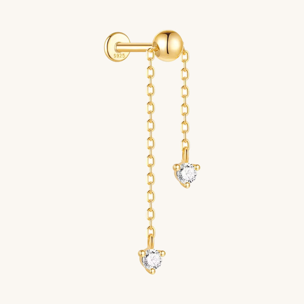 Ball CZ Dangle Flatback Earring