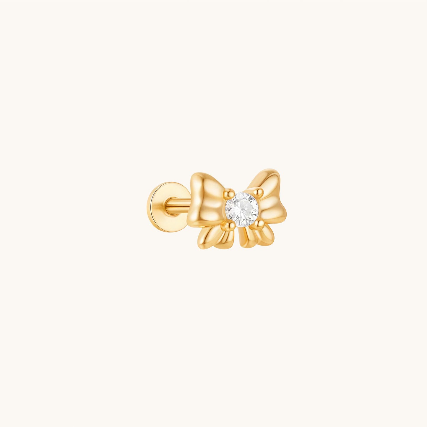 Gold-plated 925 sterling silver Signature CZ Bow Flatback Earring