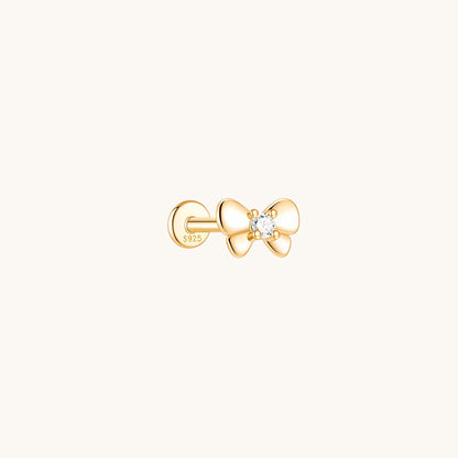 Gold-plated 925 sterling silver Classic Bowknot Flatback Earring 5mm