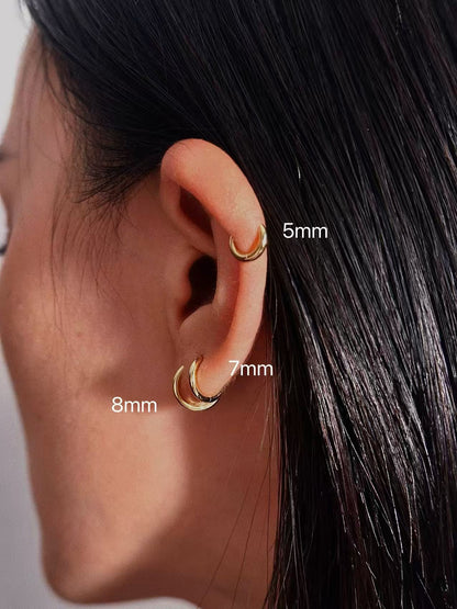 Gold-plated 925 sterling silver Sleek Seamless Hoop Earrings – 8 Sizes