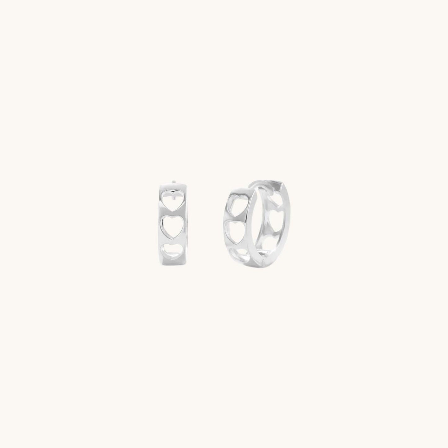 Gold-plated 925 sterling silver Airy Love Huggie Hoops Silver
