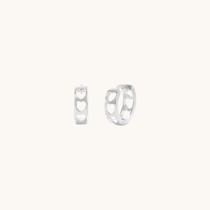 Gold-plated 925 sterling silver Airy Love Huggie Hoops Silver