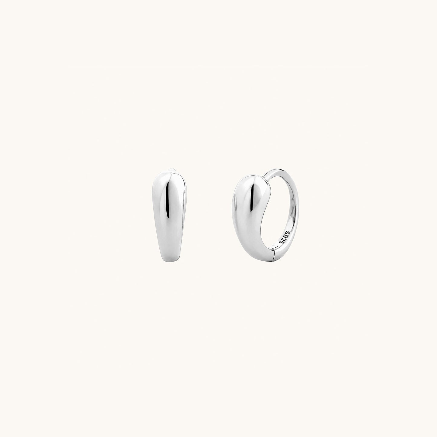 Gold-plated 925 sterling silver Flowing Huggie Hoop Earrings Silver