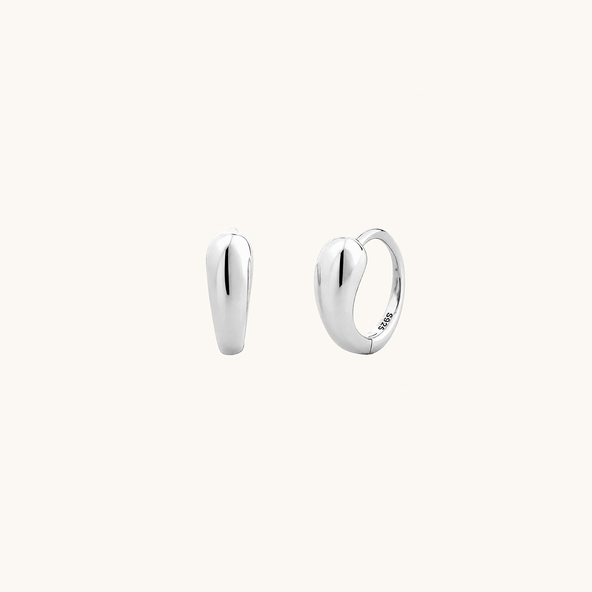 Gold-plated 925 sterling silver Flowing Huggie Hoop Earrings Silver