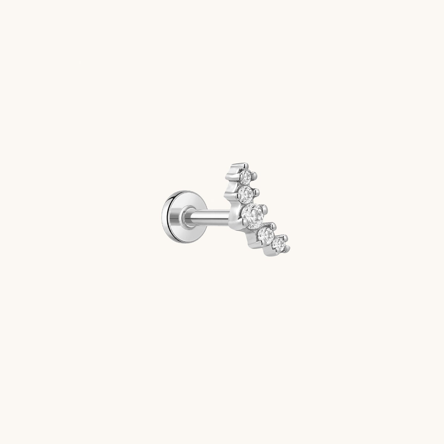 Gold-plated 925 sterling silver Mini Curve Flatback Earring Silver