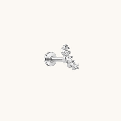 Gold-plated 925 sterling silver Mini Curve Flatback Earring Silver