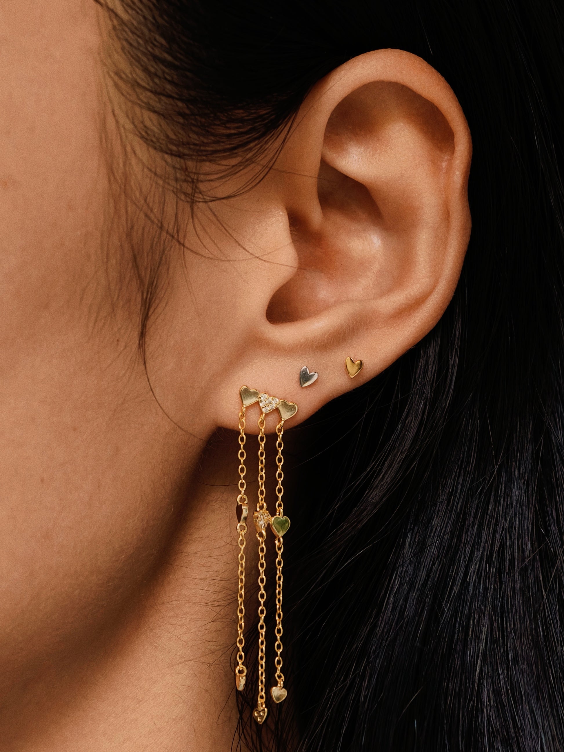 Gold-plated 925 sterling silver Mini Heart Flatback Earring