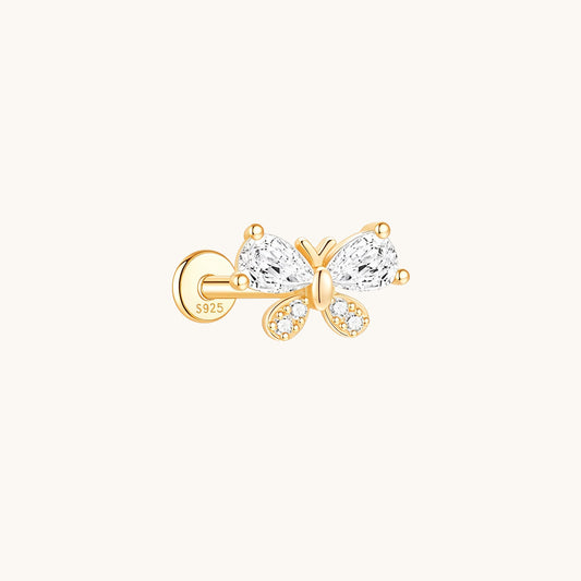 Gold-plated 925 sterling silver Lucent Wing Flatback Earring 8mm