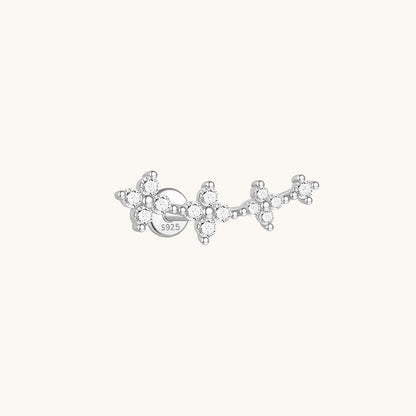 Gold-plated 925 sterling silver Floral Curve Flatback Earring Silver
