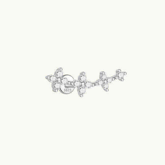 Gold-plated 925 sterling silver Floral Curve Flatback Earring Silver