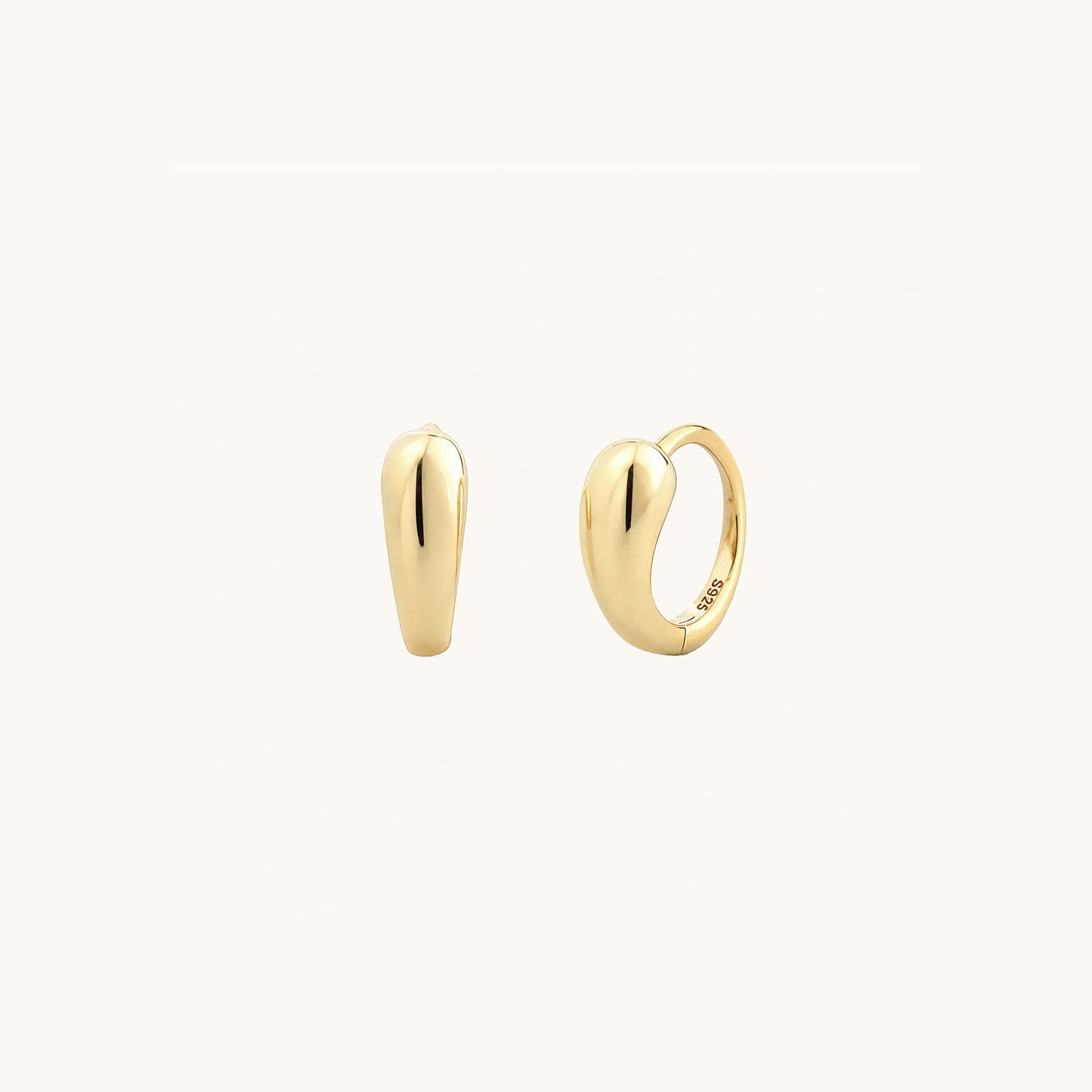 Gold-plated 925 sterling silver Flowing Huggie Hoop Earrings Gold