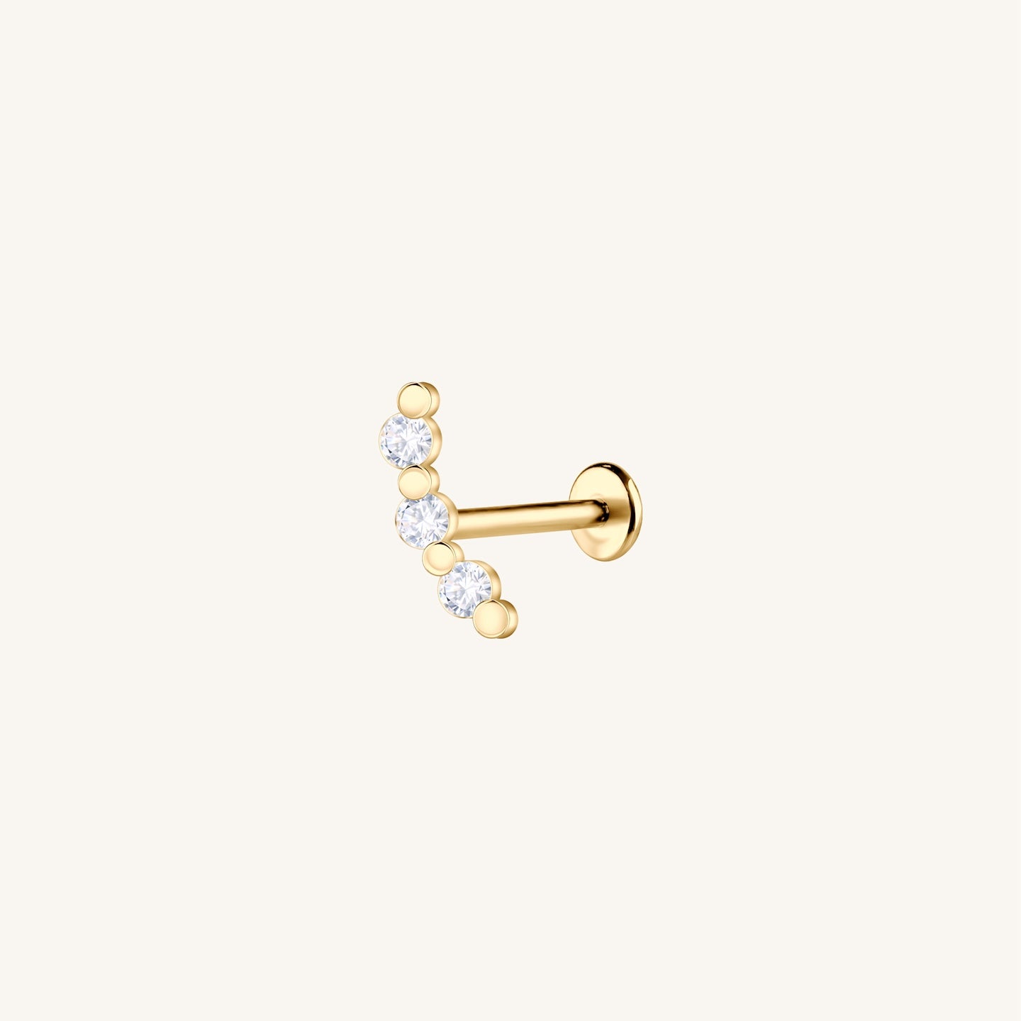 Gold-plated 925 sterling silver Curve Flatback Earring Gold