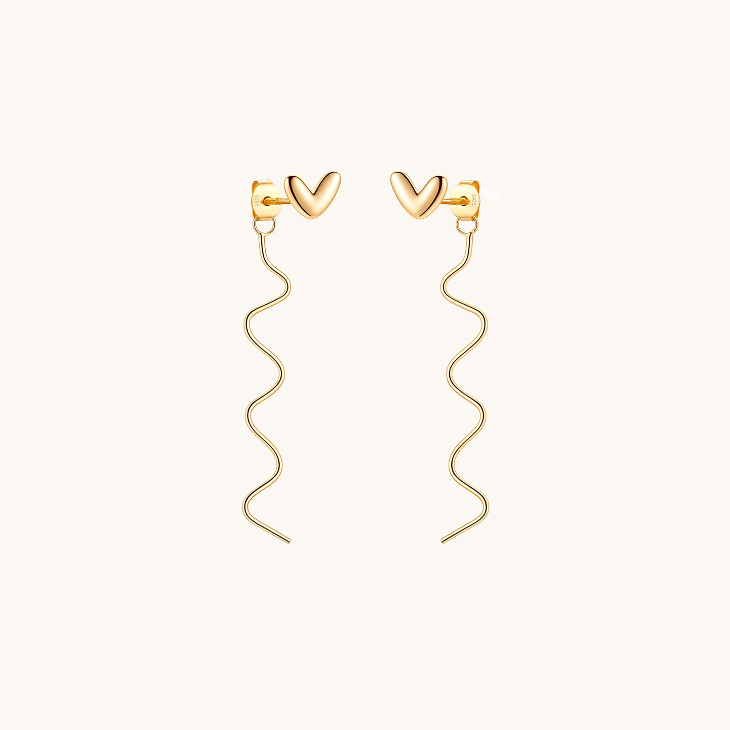 Gold-plated 925 sterling silver Heart and Curve Ear Jacket