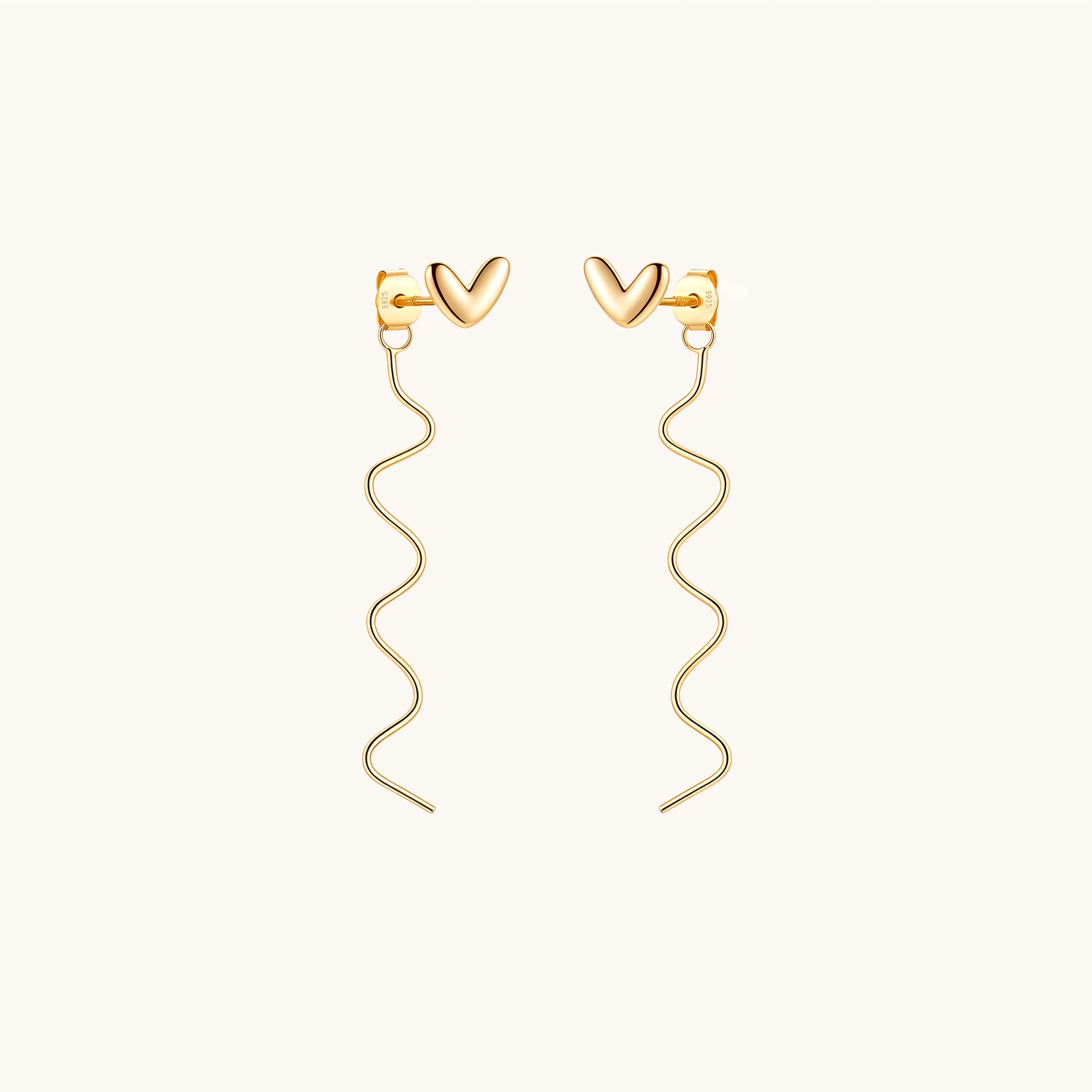 Gold-plated 925 sterling silver Heart and Curve Ear Jacket