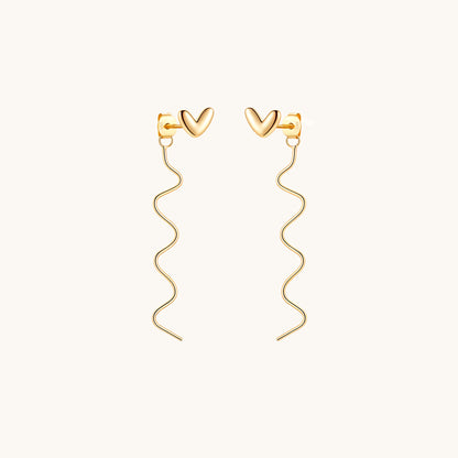 Gold-plated 925 sterling silver Heart and Curve Ear Jacket