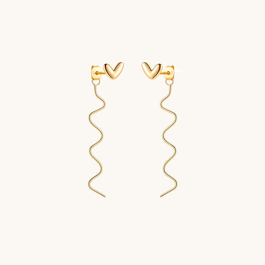 Gold-plated 925 sterling silver Heart and Curve Ear Jacket